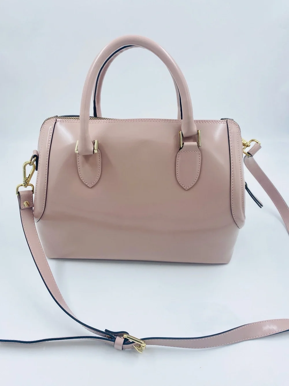 Gianni Notaro Italian Leather satchel convertible crossbody purse blush pink EUC